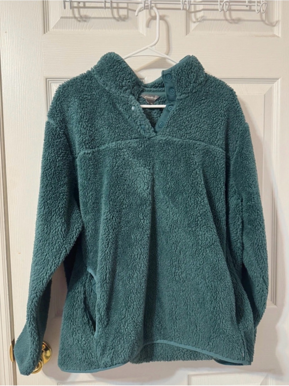 Eddie Bauer Cozy Plush Snap-Button Pullover Sweater - Teal